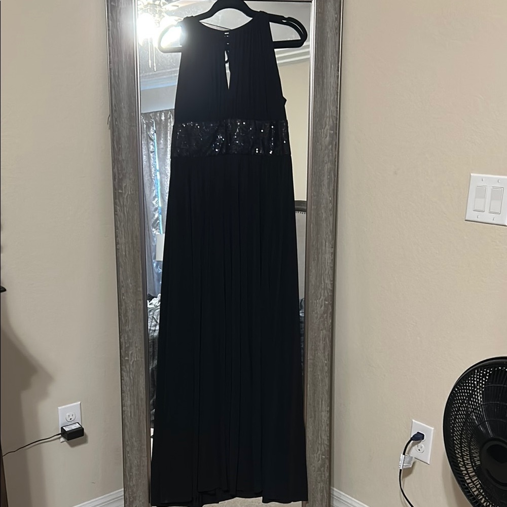 R&M Richards Black Maxi Dress with Sequin Detail